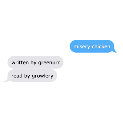 fake iphone text with the title as the sent text and author+podficcer credit as the received text