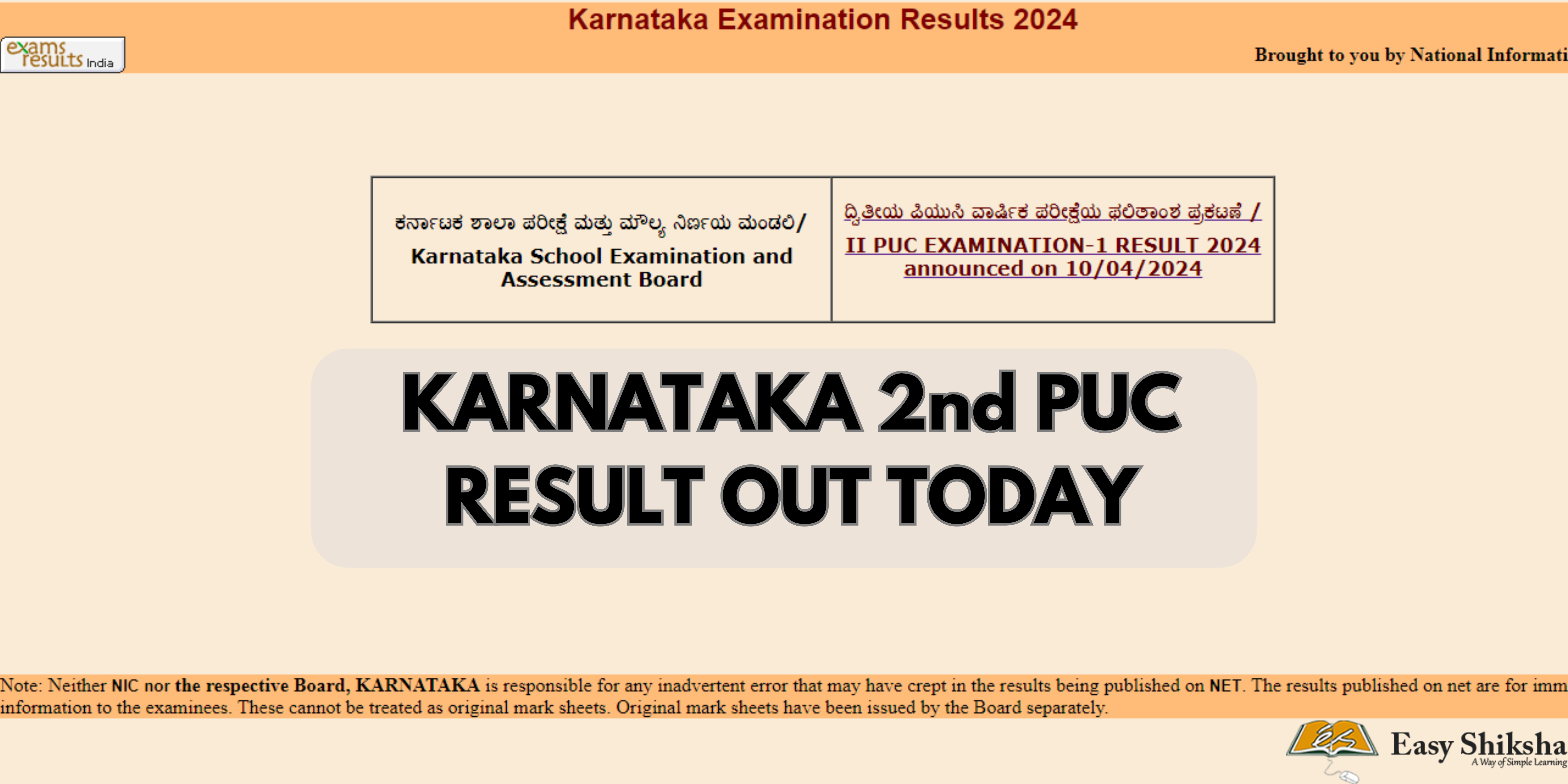 Karnataka 2nd PUC Result 2024 Announcement