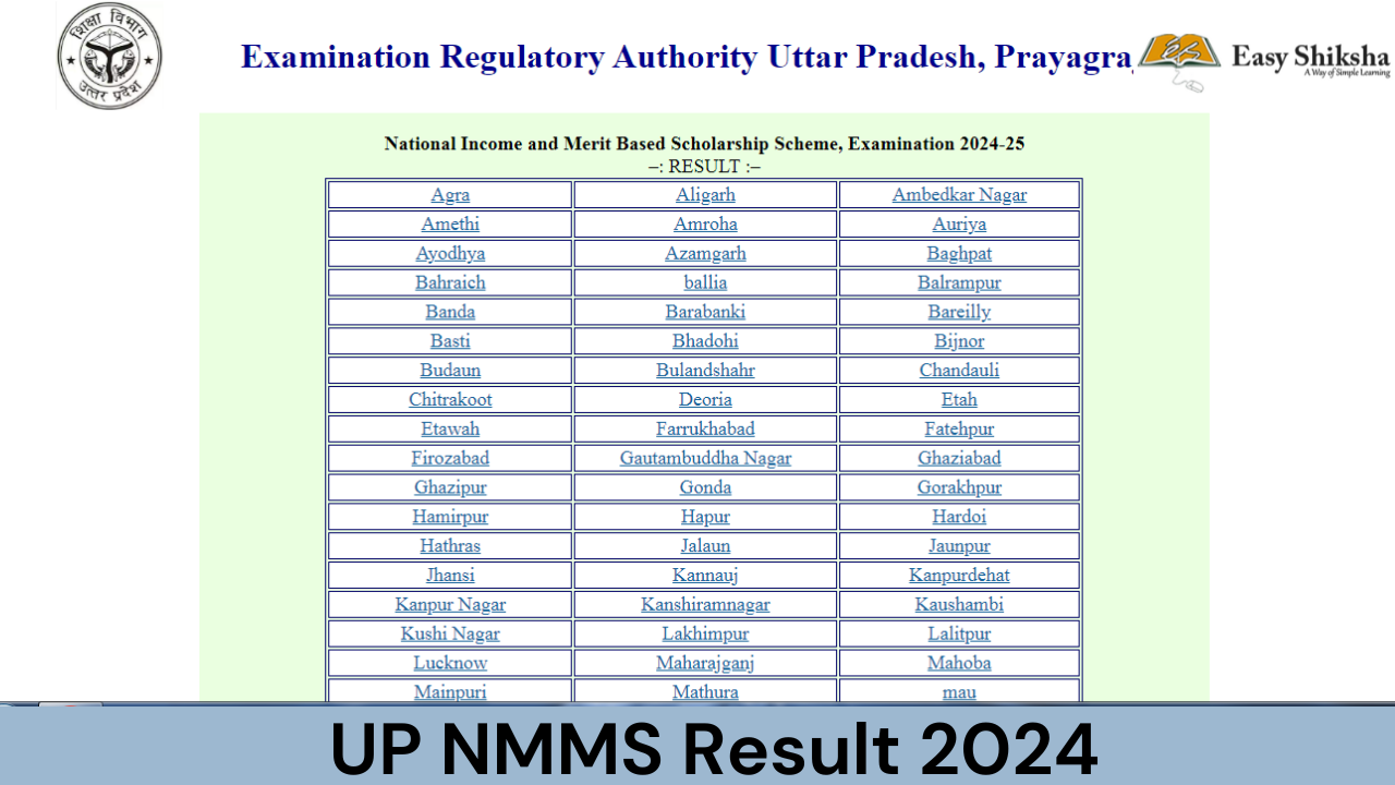 Uttar Pradesh NMMS Result 2024 Revealed Direct Link to Download