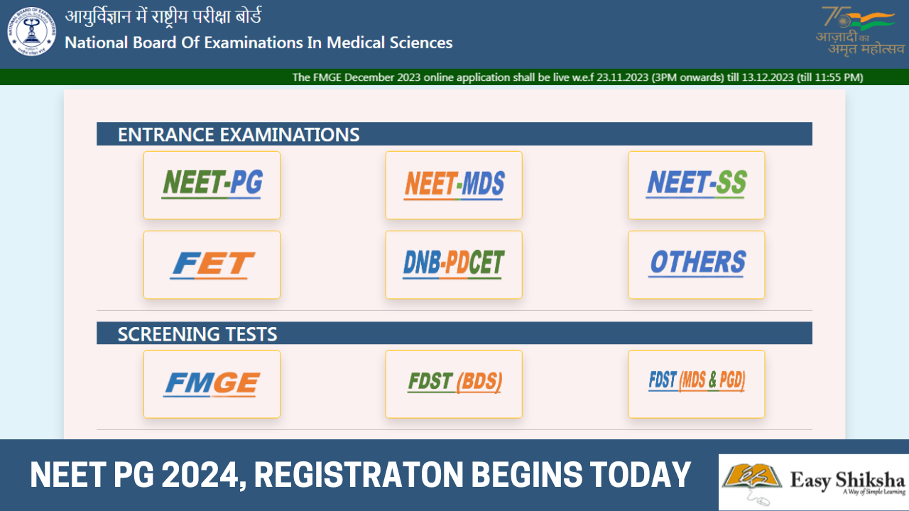 NEET PG 2024 Registration Process at nbe.edu.in