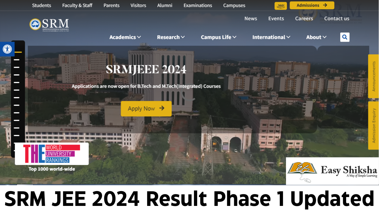 SRMJEEE 2024 Result Phase 1 Updates