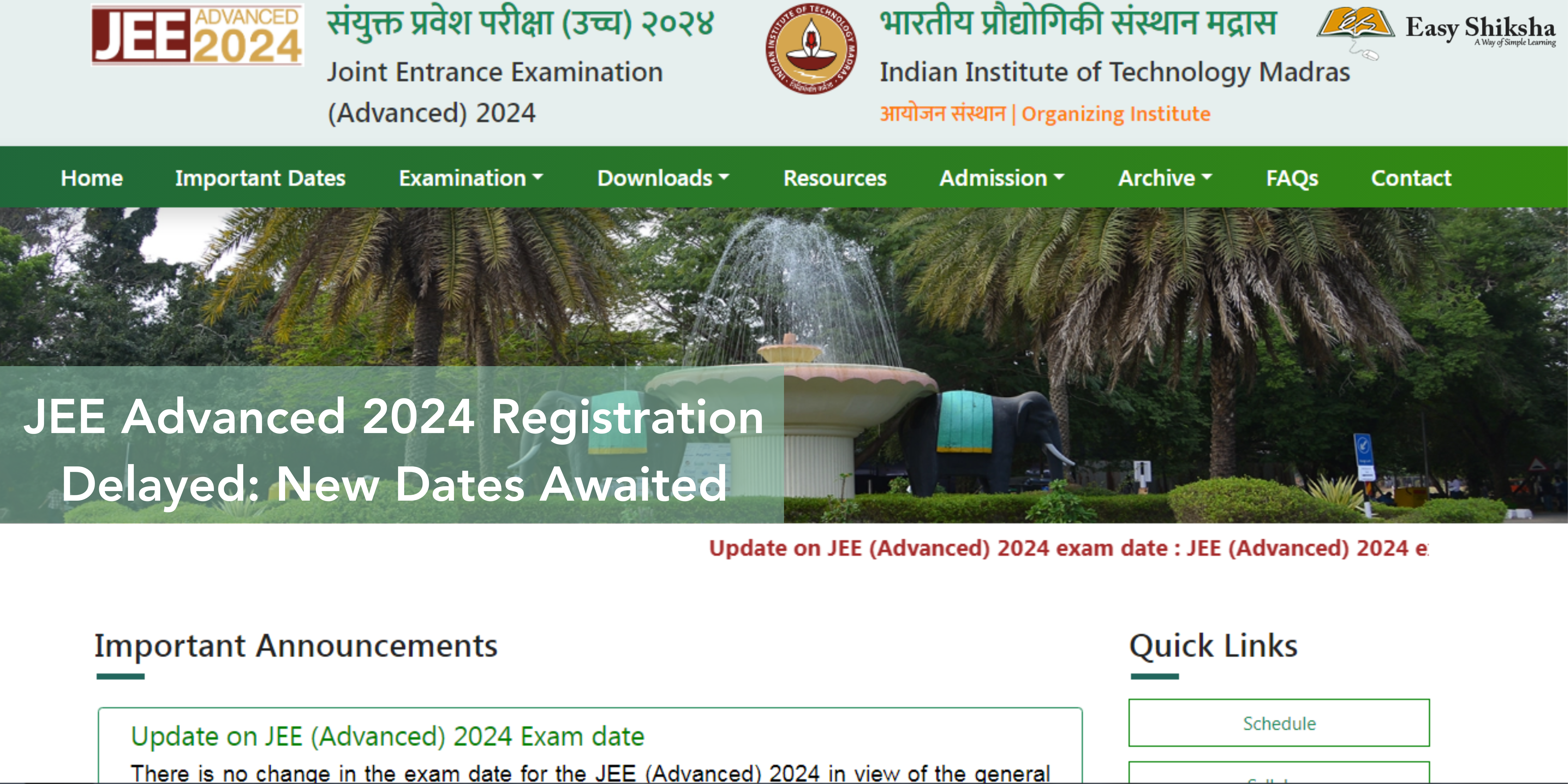 IIT JEE Advanced 2024 Registration Delayed