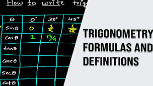 Trigonometry Formulas and Definitions 