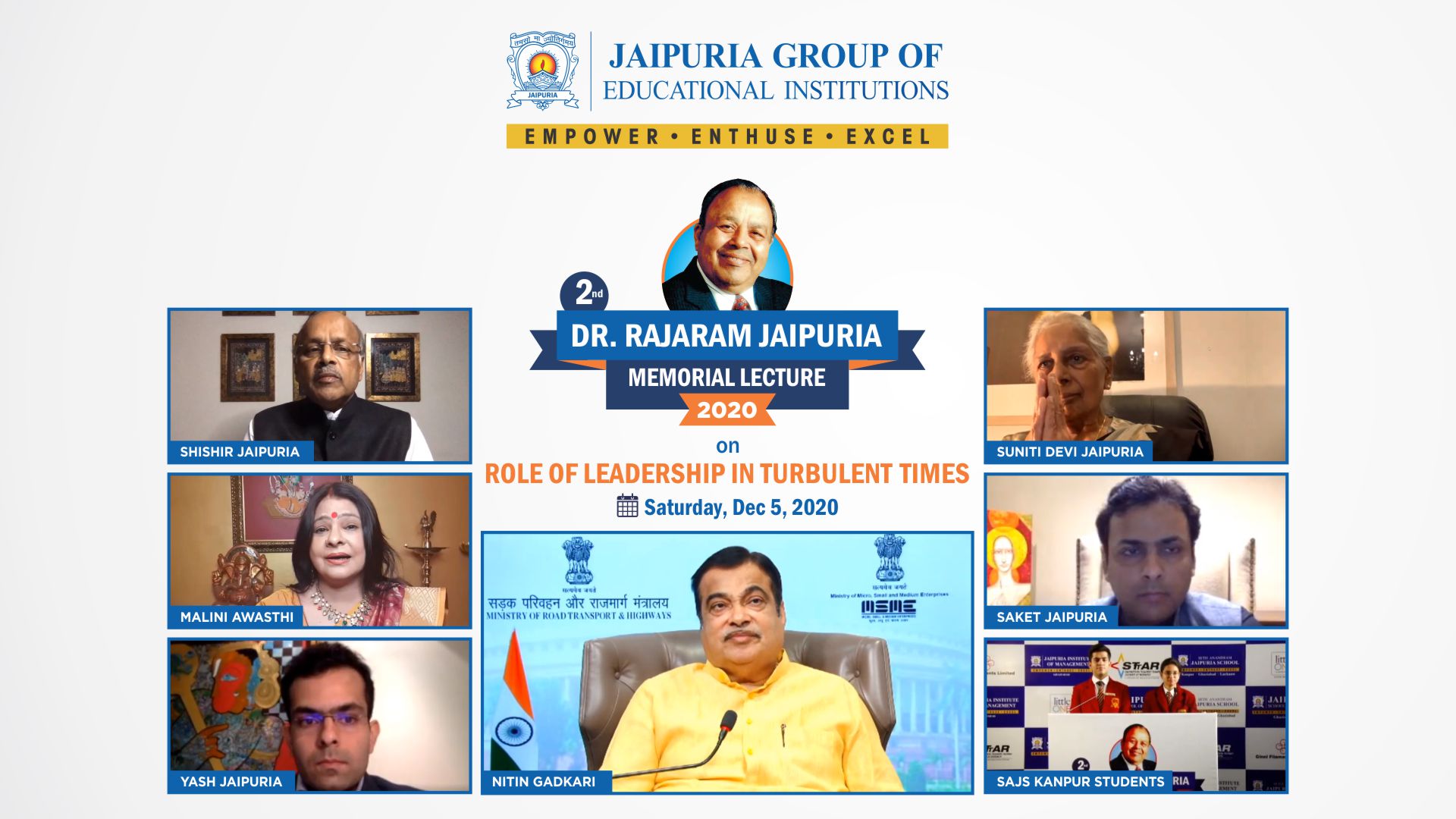 Nitin Gadkari’s ,inspiring speech on leadership,2nd Dr. Rajaram Jaipuria ,Memorial Lecture has many takeaways