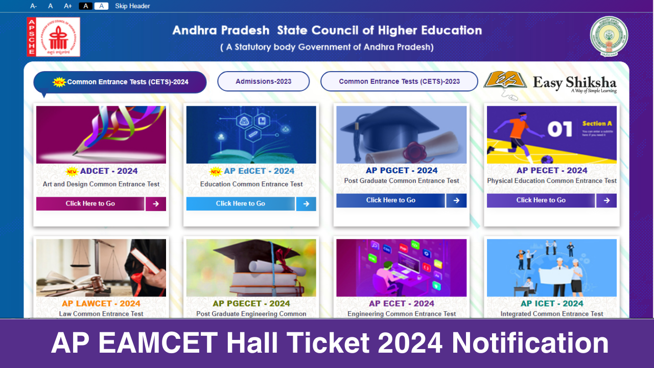 AP EAMCET 2024 Hall Ticket Download Admit Card Today