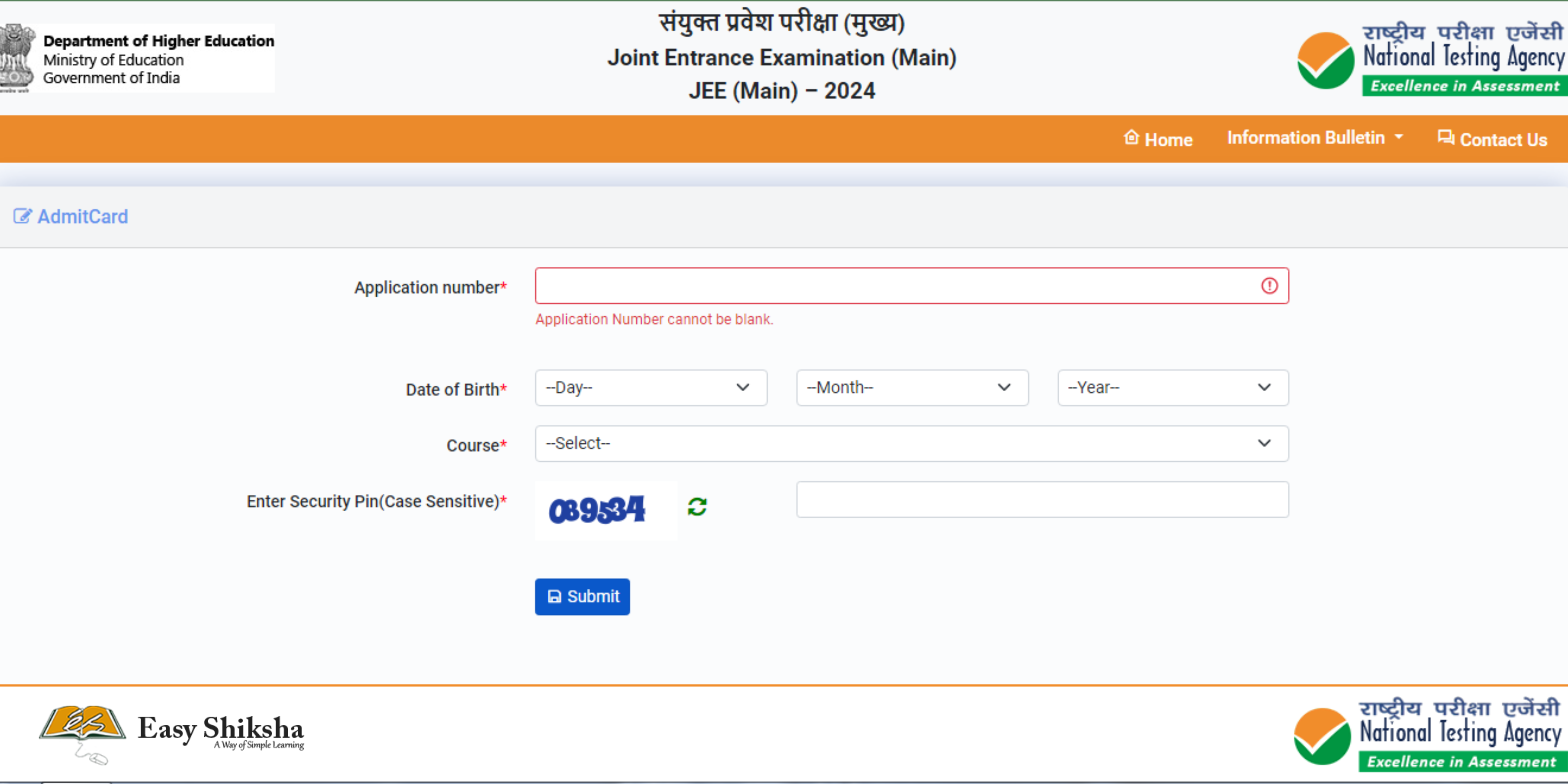 JEE MAIN Admit card 2024