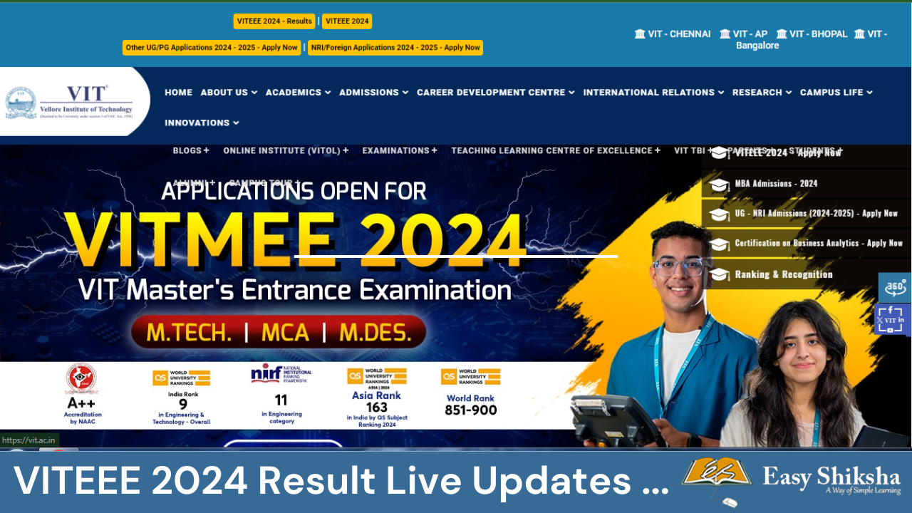 VITEEE 2024 result announcement