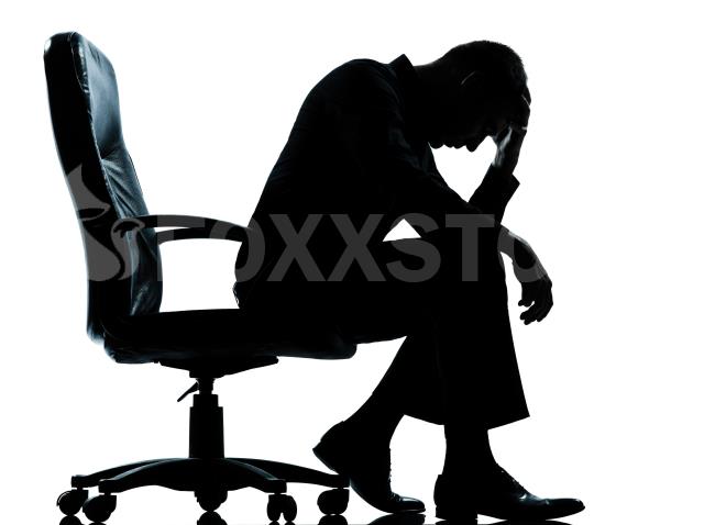 One Business Man Sad Lonely Silhouette Stock Photo - Image of