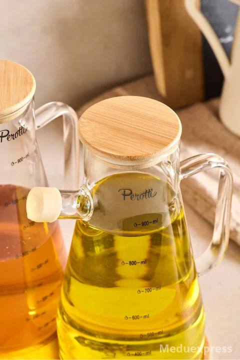 PEROTTİ STD Gaella Bamboo 2’li 900ml Tepsili Yağlık-Sirkelik Seti 3 Parça Borosilikat