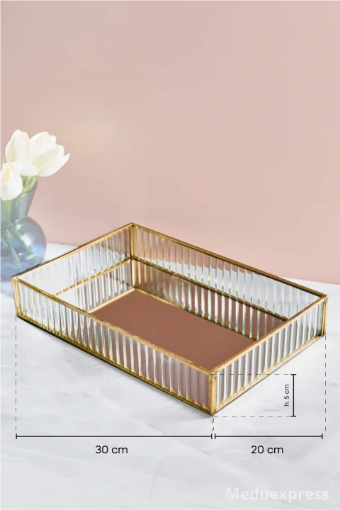 PEROTTİ Gio Cam Aynalı Sunumluk Tepsi-30 Cmx20 Cm