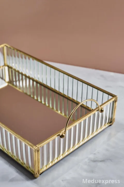 PEROTTİ Gio Cam Aynalı Sunumluk Tepsi-29 Cmx18 Cm