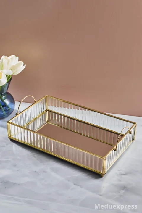 PEROTTİ Gio Cam Aynalı Sunumluk Tepsi-29 Cmx18 Cm