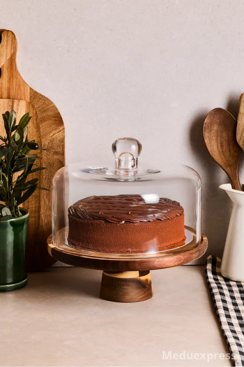 PEROTTİ Leo Akasya Standlı Cam Kek Fanusu Ayaklı 25 Cm Orta Boy