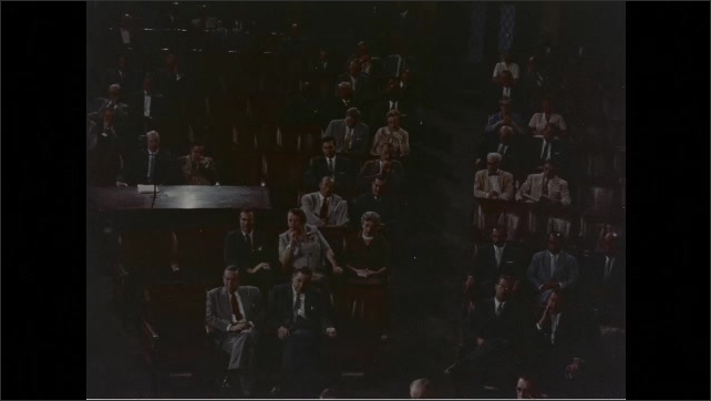 1950s: politician giving speech in House Chambers – Archival Footage