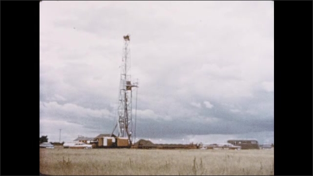 1950s: Bishop visits oil rig, discusses religious needs of itinerant laborers; car passes along rural highway in Kansas.