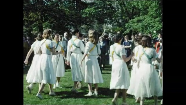 1950s: Bryn Mawr students participate in variety of May Day celebration activities.