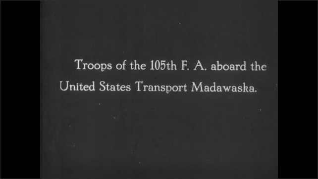 1910s Virginia: Intertitle card. Soldiers aboard ship.