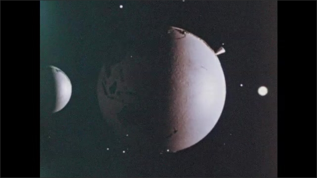 1960s: Model of Earth rotates on axis in space with pin in location ...