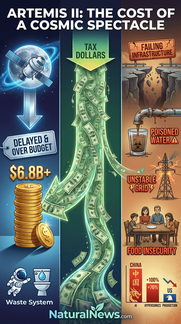 600-wide explainer infographic for NASA's Artemis II Is a Propaganda Stunt for a Declining Empire