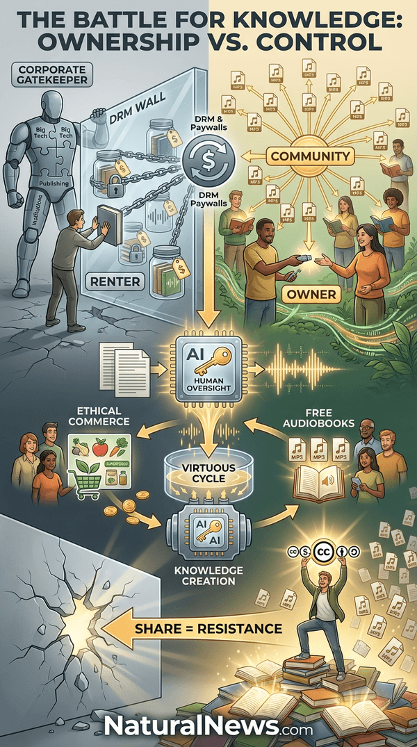 600-wide explainer infographic for We've Just Dropped the Cost of Audio Books to Zero... Get Ready for an Unlimited Supply