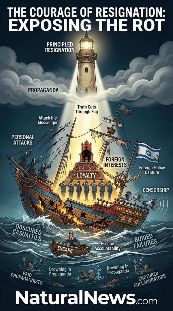 600-wide explainer infographic for The Courage of Resignation: How a Single Letter Exposed the Festering Rot of the Trump Regime