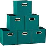 [Prime] $10.49* | 6-Pack 11" Household Essentials Foldable Fabric Storage Bins (Teal) at Amazon
