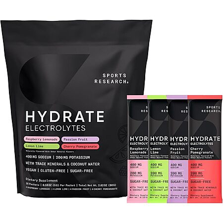 Select Accts: Sports Research Hydrate Electrolytes Powder Packets (Variety Pack) from $10.30 w/ S&S