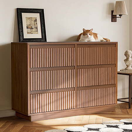 6-Drawer UPGO 44.8"x32"x15.5" Fluted Dresser $100 + Free S&H