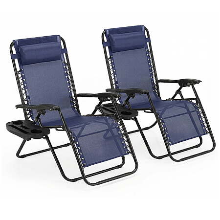 Alvantor 2-Pack Zero Gravity Folding Lounge Chairs w/ Pillow & Cup Holder (Blue) $54.99 + Free Shipping