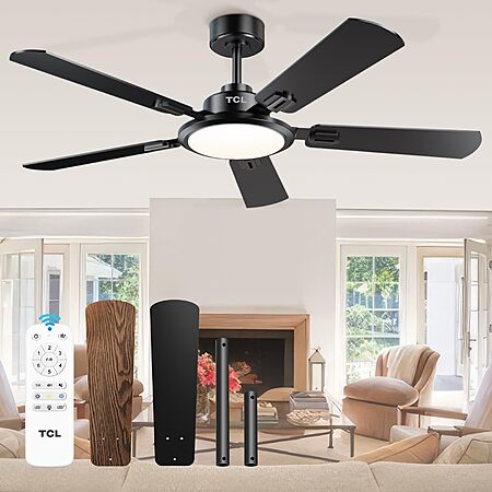 52" TCL Ceiling Fan w/ 6 Speeds, LED Light & Remote Control