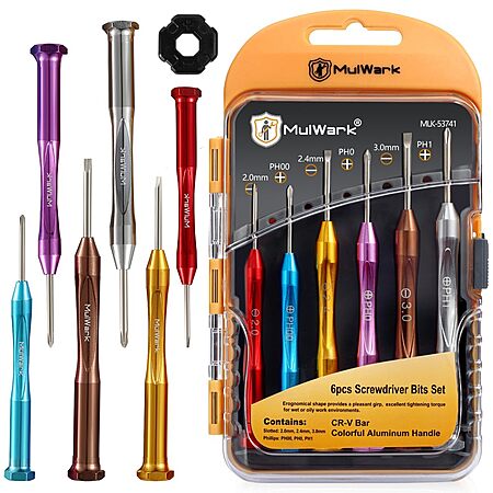 6-Piece MULWARK Magnetic Precision Screwdriver Set w/ Case