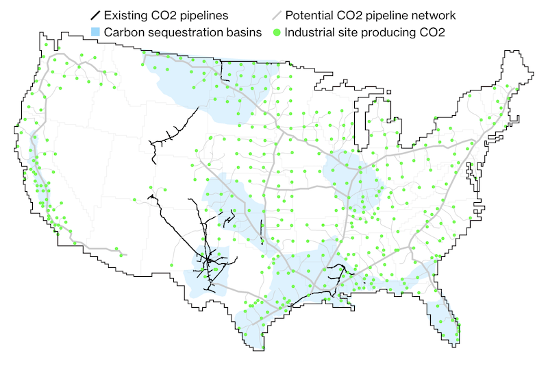 CO2 Infrastructure map
