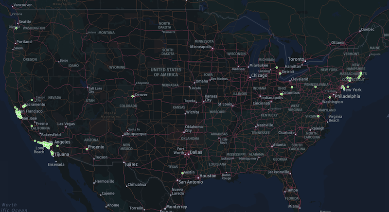 USA Map Hydrogen Stations