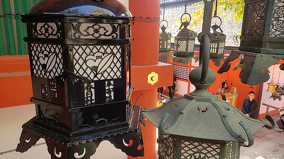 Metal lanterns in Deer Park, Nara.