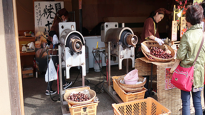 Roasting chestnuts.