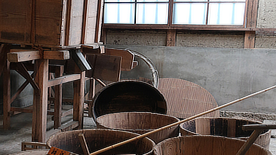 Barrels and hammers for mashing.