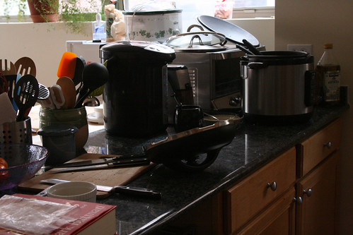 The other side of the kitchen on the morning after.