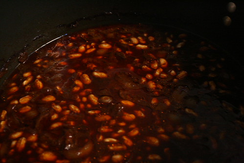 Vegetarian baked beans after 2 hours of baking - not ready.