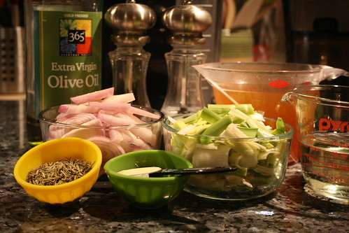 White wine, leek and onion soup ingredients