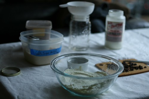The ingredients for hot cocoa mix on the table.