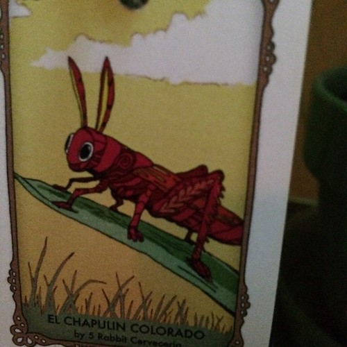 El Chaupuin Colorado by 5 Rabbit Brewery. A gosé made with crickets and cochineal. So good.