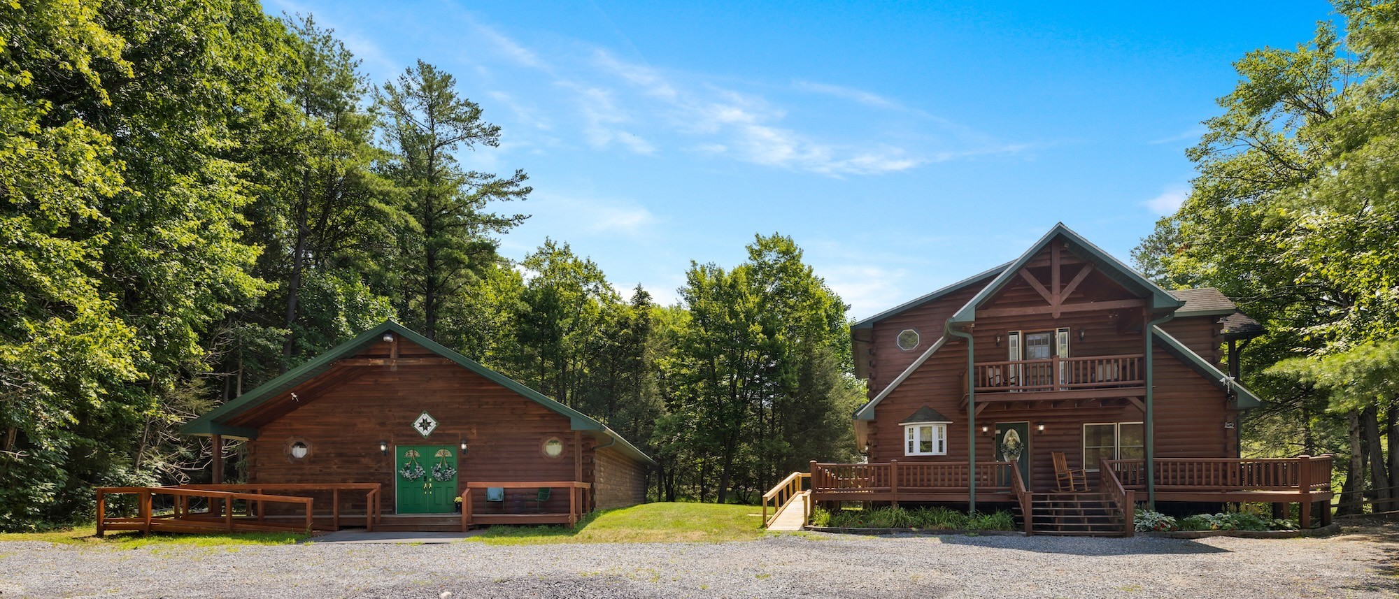 Image of log cabin home and retreat center