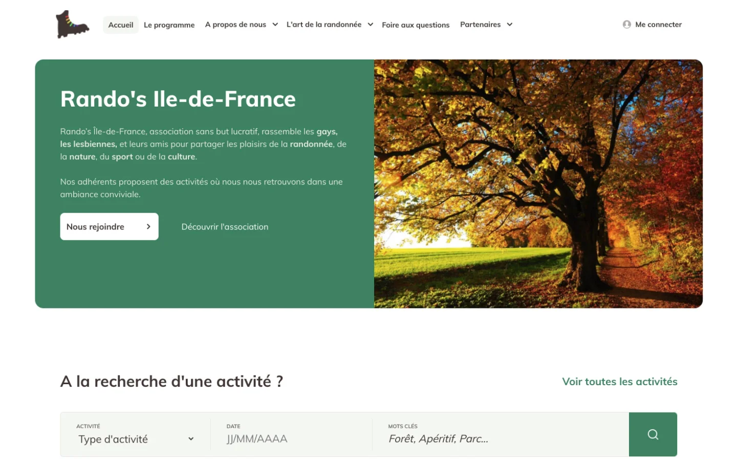 Page d'accueil du nouveau site Rando's Île de France