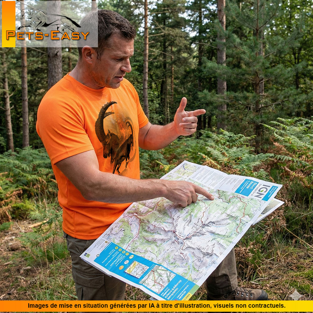 T-shirt de chasse Bouquetin - orange fluo