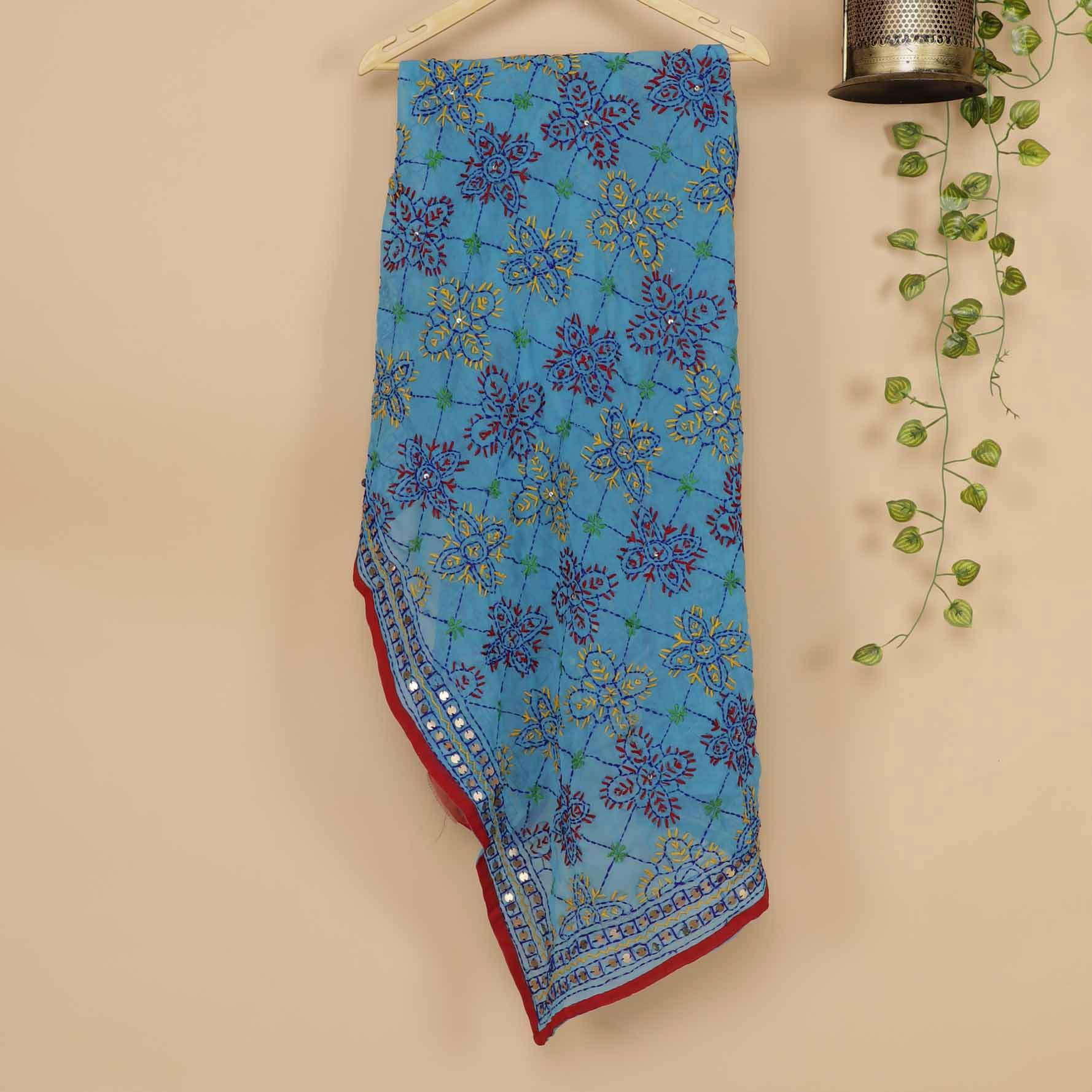 Baby blue embrioderd dupatta - Anarpot