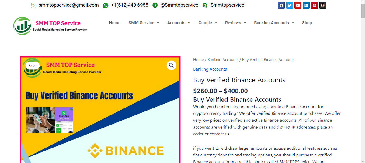 Best Site to Buy Verified Binance Accounts | by SMMTOPService | Dec, 2023 | Medium