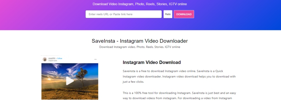 saveinsta instagramreeldownloader