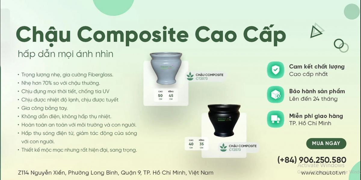 Chậu composite cao cấp được ưa chuộng chịu được tác động của môi trường