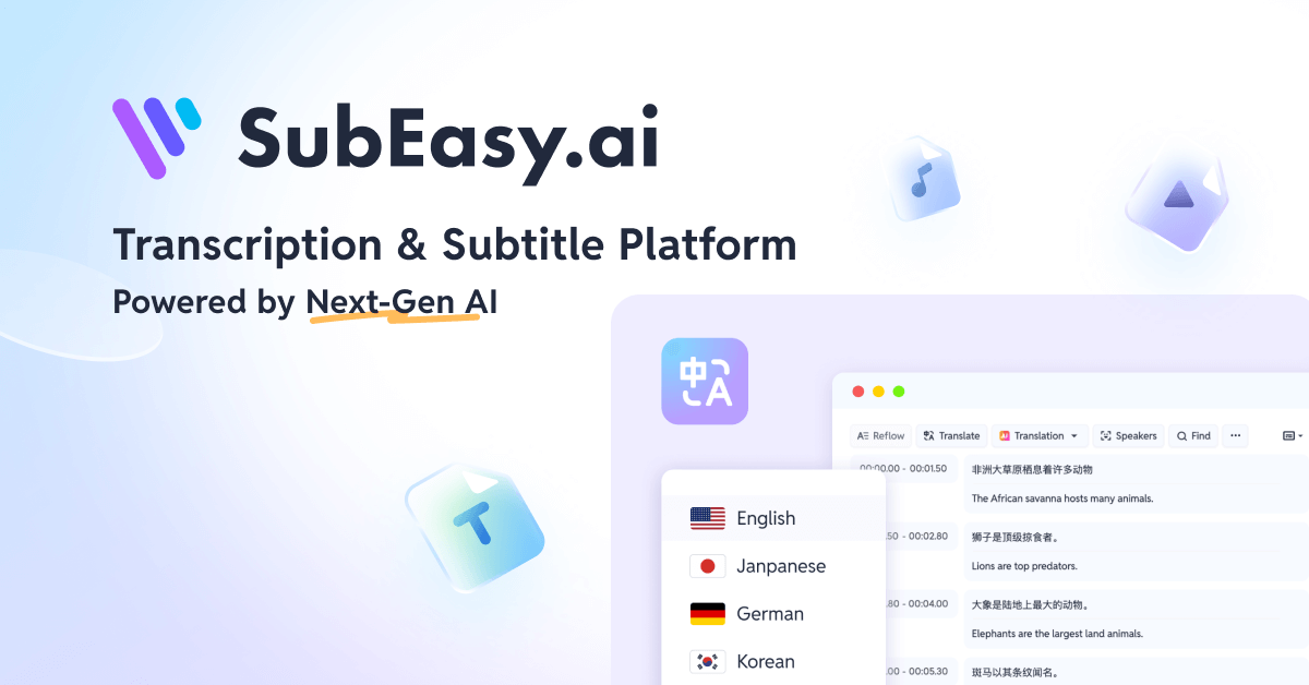 SubEasy: AI Powered Audio Transcription & Video Subtitles/Captions